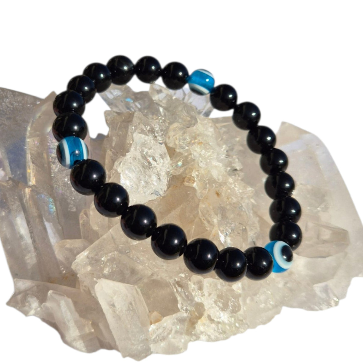 Crystals - Black Obsidian with Evil Eye Bracelet