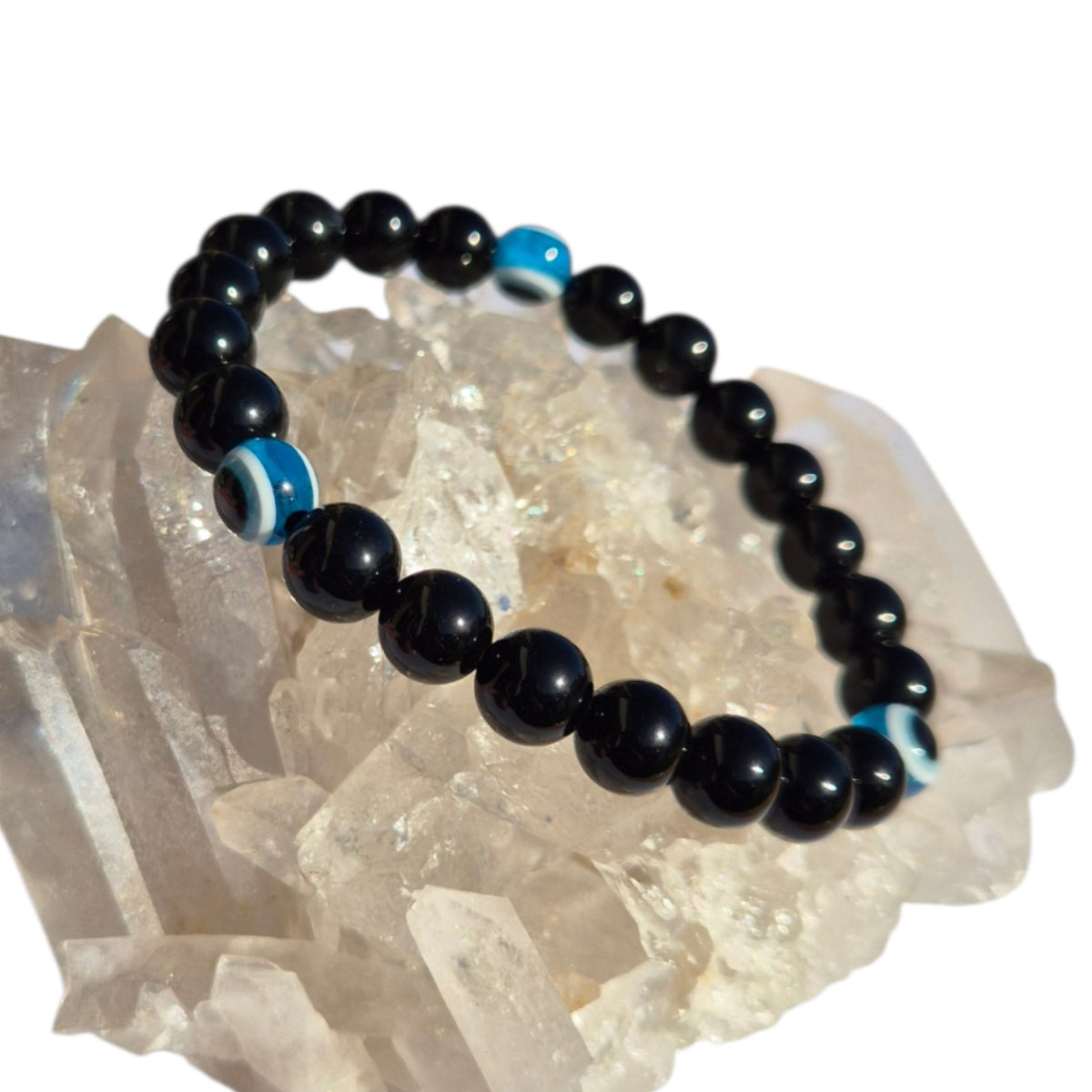 Crystals - Black Obsidian with Evil Eye Bracelet