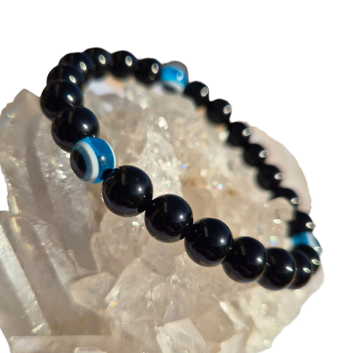 Crystals - Black Obsidian with Evil Eye Bracelet