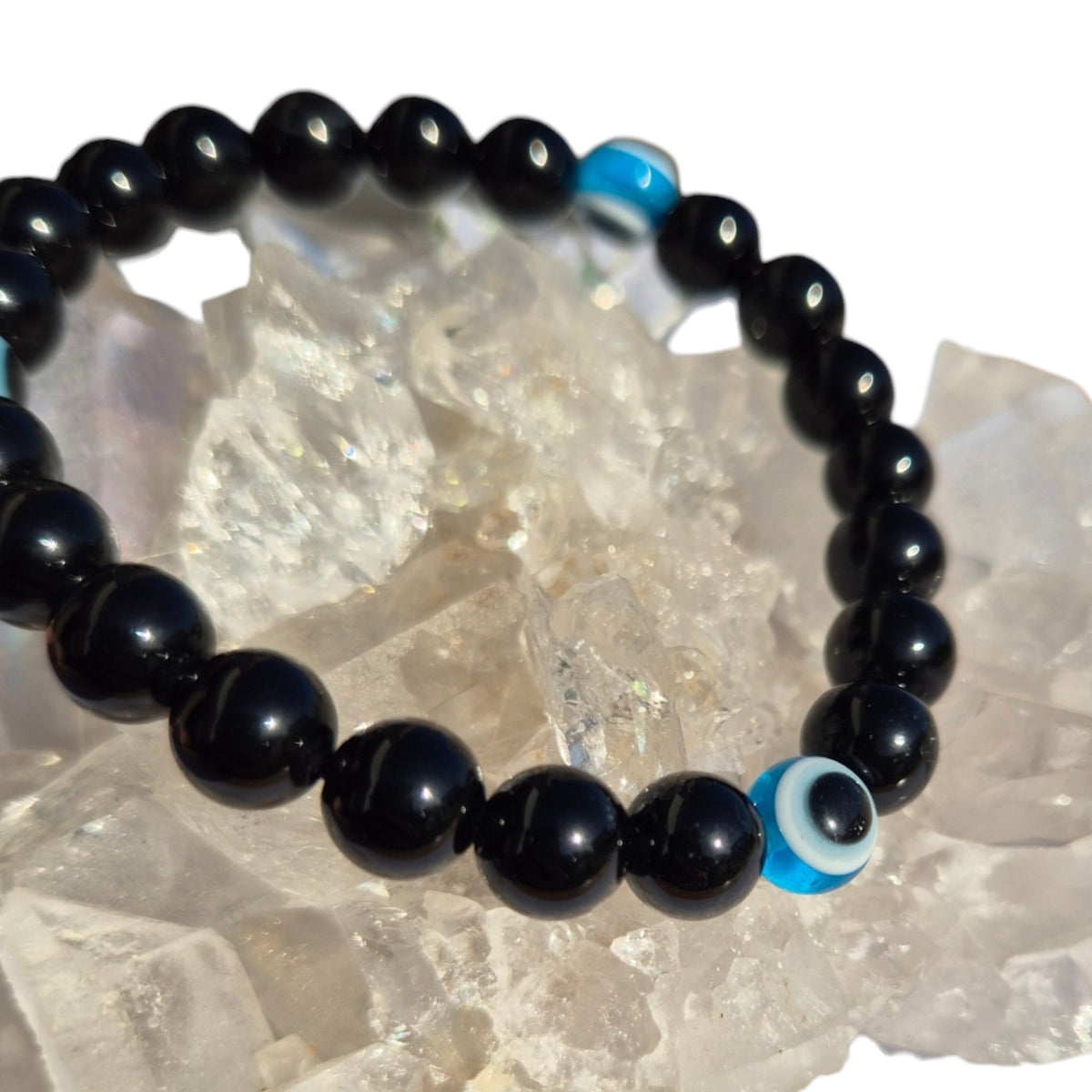 Crystals - Black Obsidian with Evil Eye Bracelet