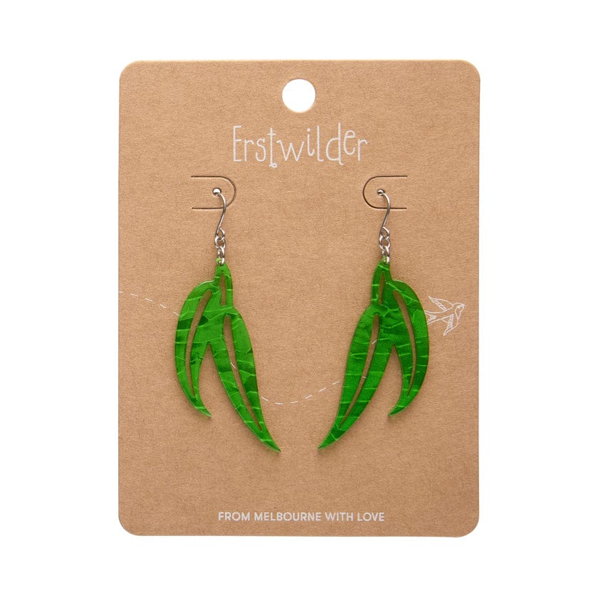 Erstwilder - Gum Leaf Drop Earrings - Green