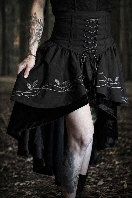 Fablebloom Embroidered Lace-Up Skirt: M