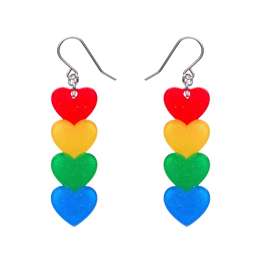 Erstwilder - Rainbow Hearts Drop Earrings