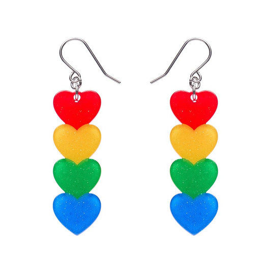 Erstwilder - Rainbow Hearts Drop Earrings