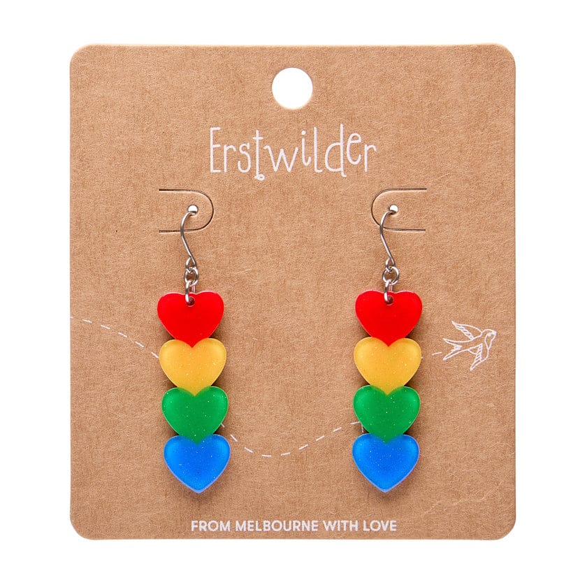 Erstwilder - Rainbow Hearts Drop Earrings