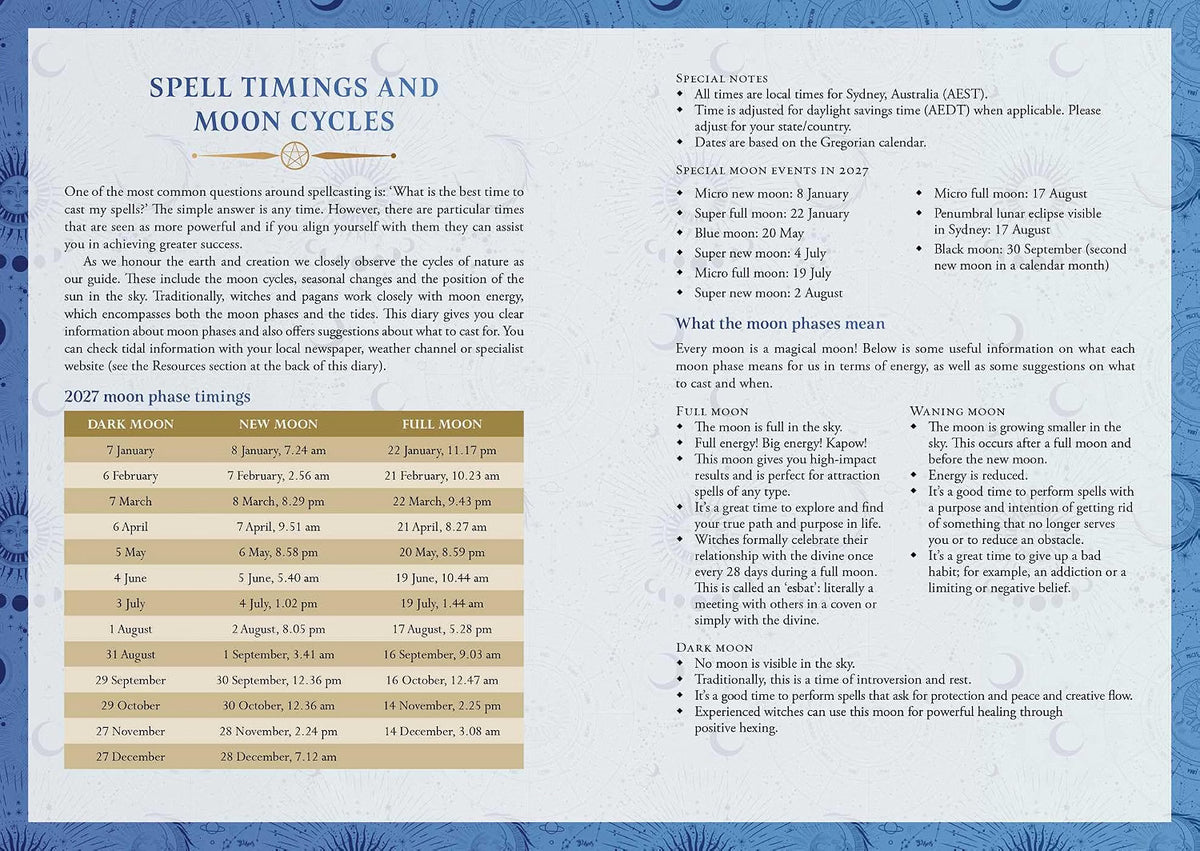 2027 Lunar and Seasonal Diary - Southern Hemisphere