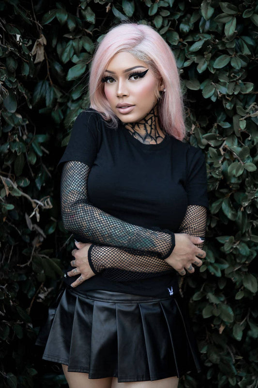 Nightshade Layered Fishnet Top: S