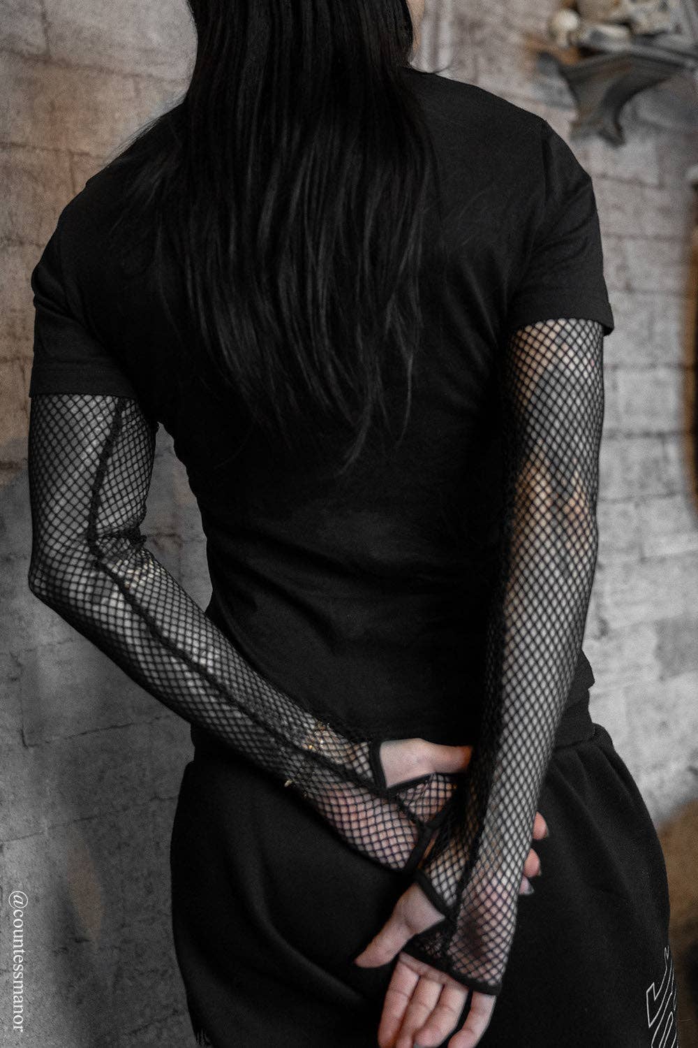 Nightshade Layered Fishnet Top: S