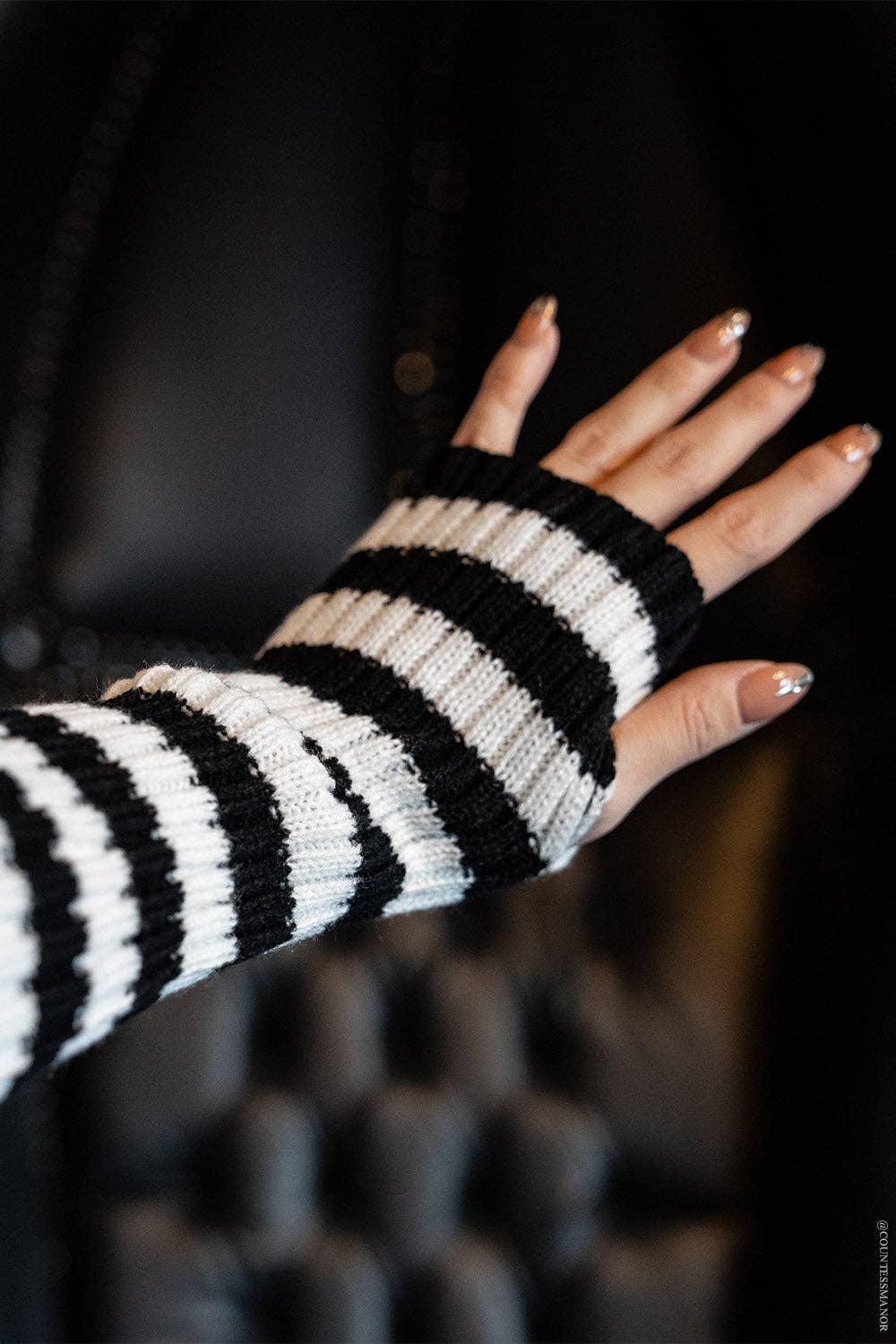 Spooky Striped Arm Warmers [Multiple Colors]: Black/Purple