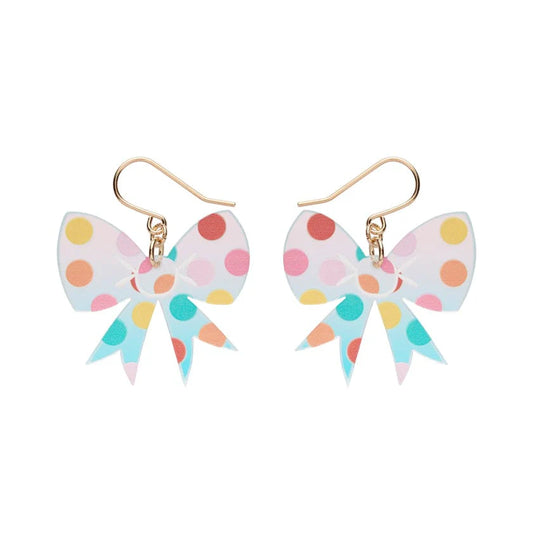 Erstwilder - Polka Dot Bow Drop Earrings – Iridescent
