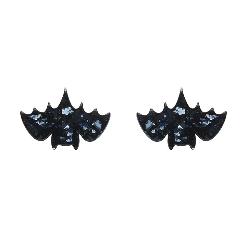 Erstwilder - Fang Time Bat Chunky Glitter Stud Earrings – Silver