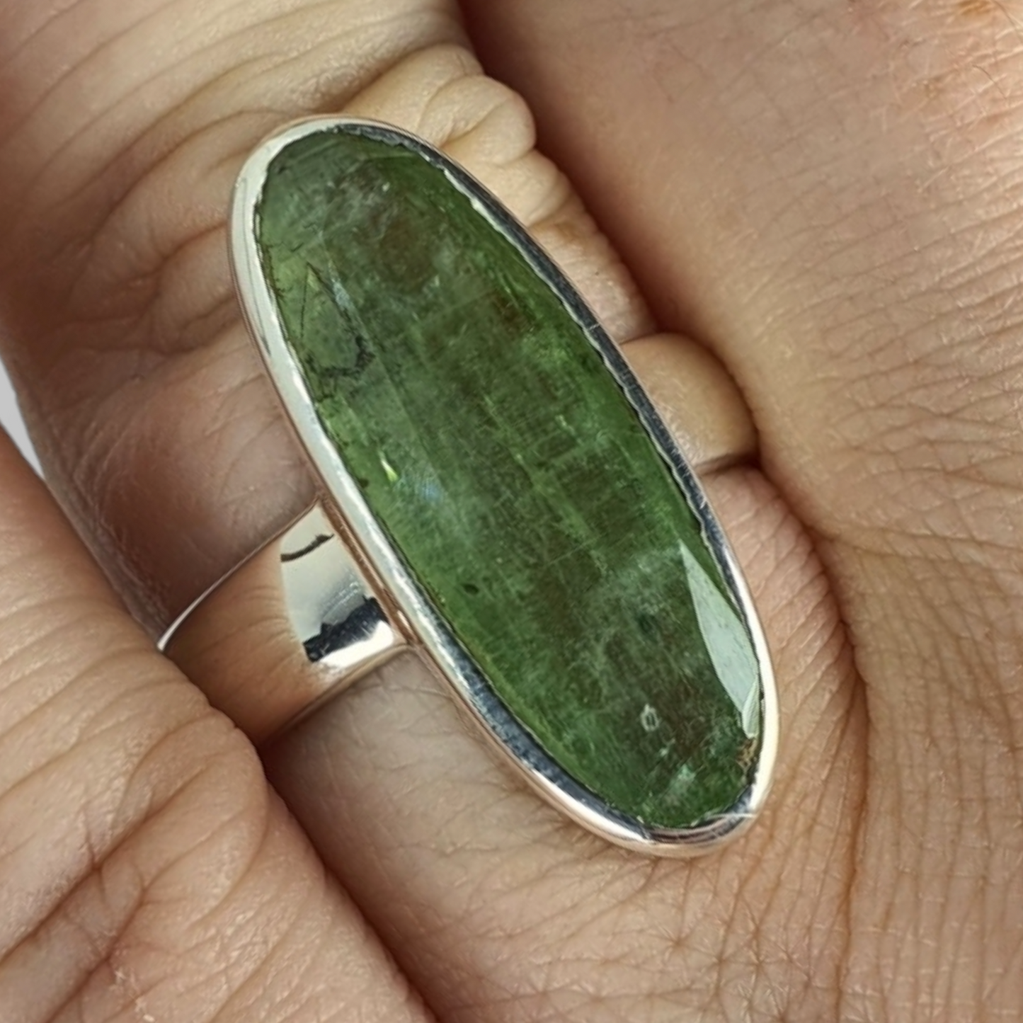 Crystals - Kyanite (Green) Ring - Sterling Silver