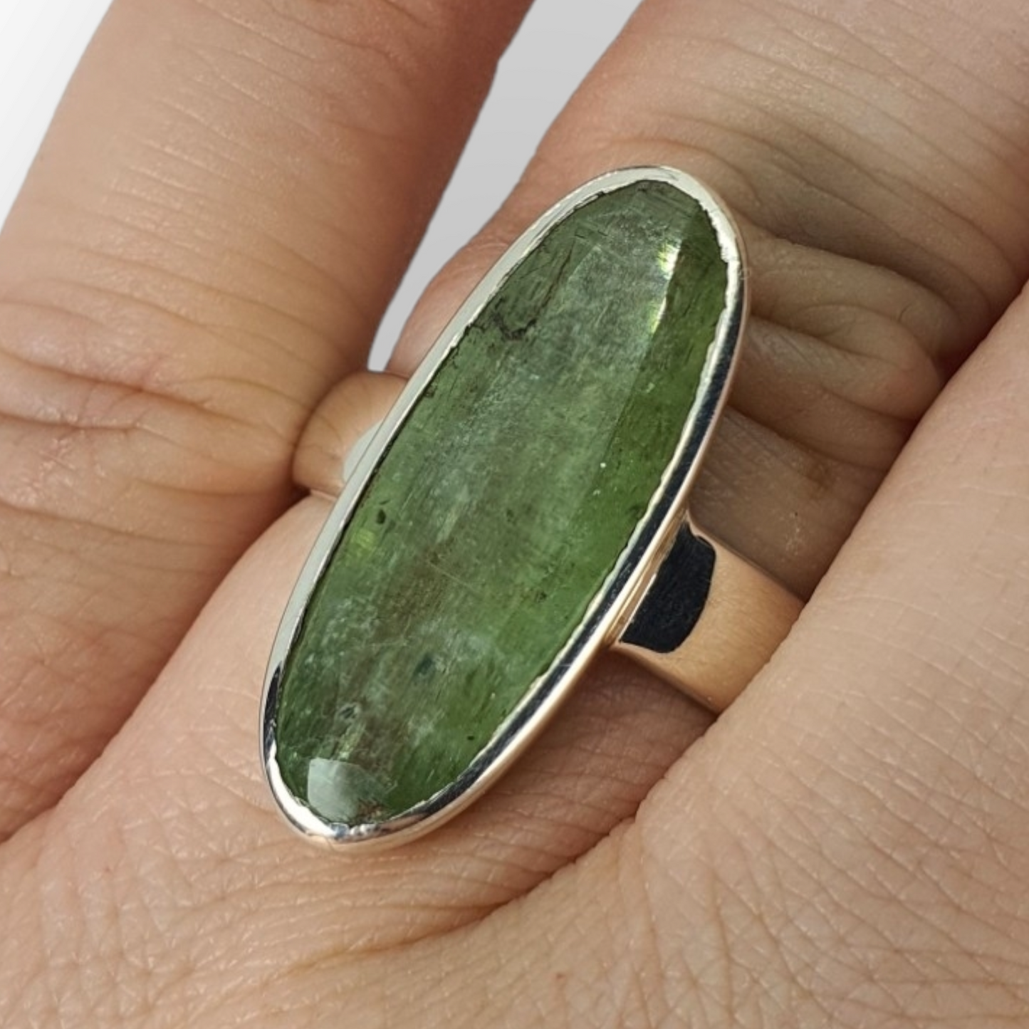 Crystals - Kyanite (Green) Ring - Sterling Silver