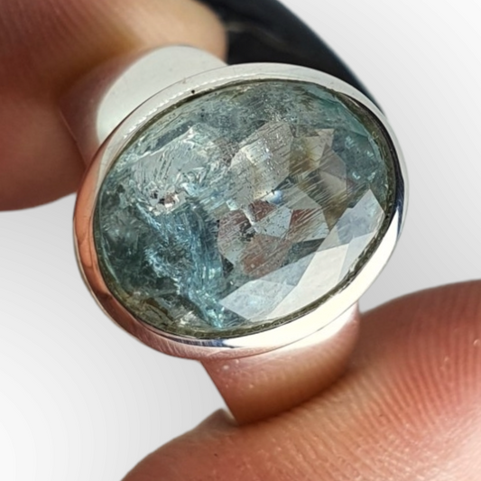 Crystals - Aquamarine Ring - Sterling Silver