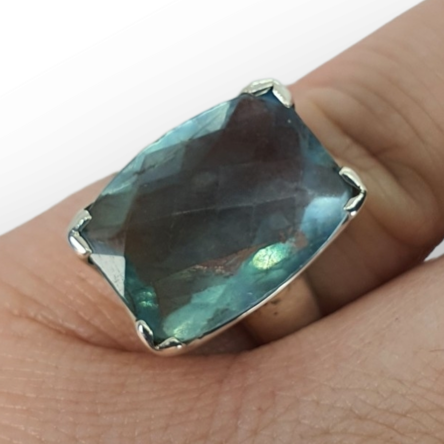 Crystals - Fluorite Ring - Sterling Silver