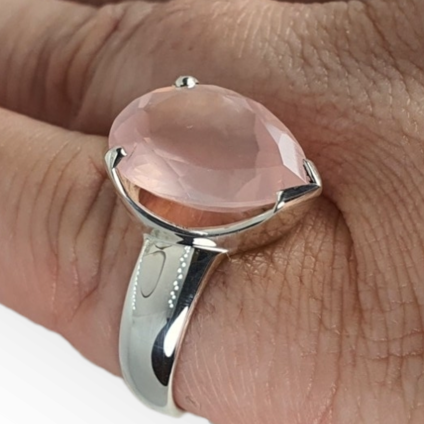 Crystals - Rose Quartz Ring - Sterling Silver