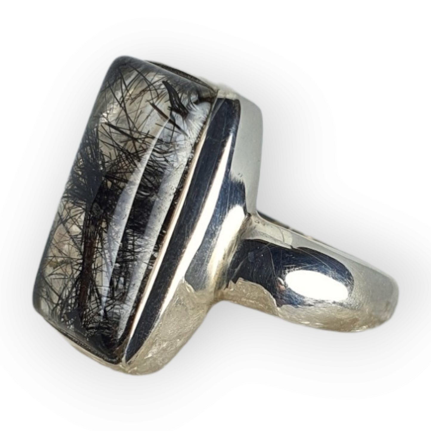 Crystals - Tourmalinated Quartz Ring - Sterling Silver