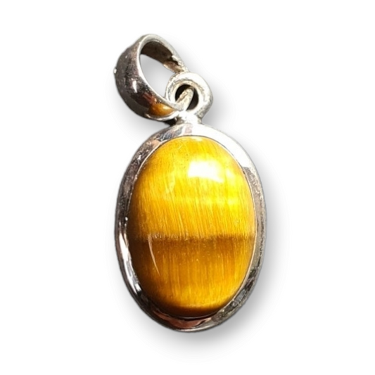 Crystals - Tiger Eye (Gold) Cabochon Pendant - Sterling Silver