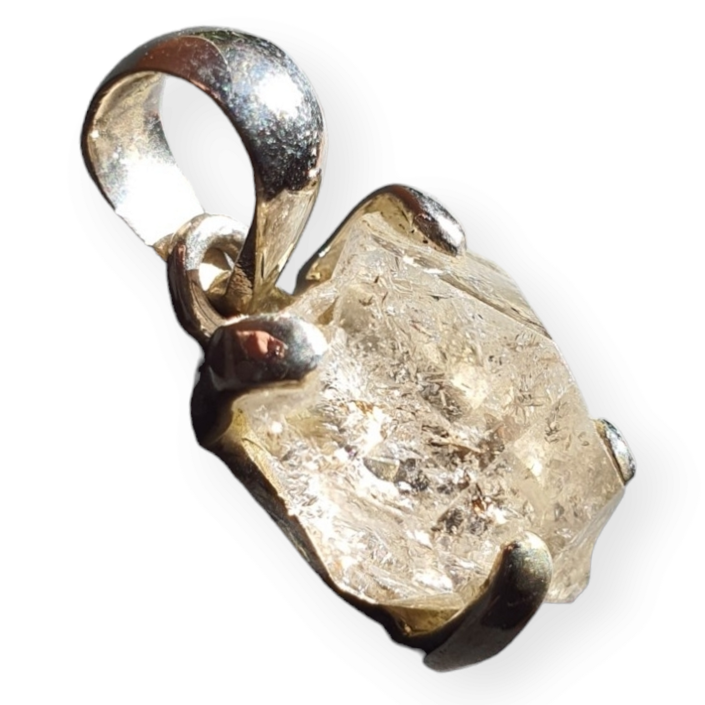 Crystals - Herkimer Diamond (Diamond Quartz) Natural Pendant - Sterling Silver