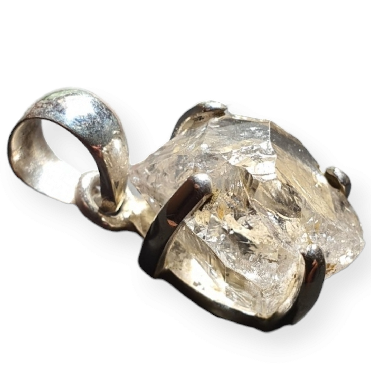 Crystals - Herkimer Diamond (Diamond Quartz) Natural Pendant - Sterling Silver