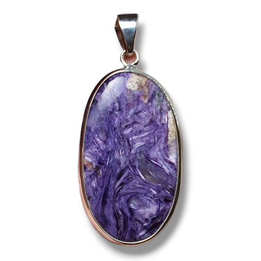 Crystals - Charoite Pendant - Sterling Silver