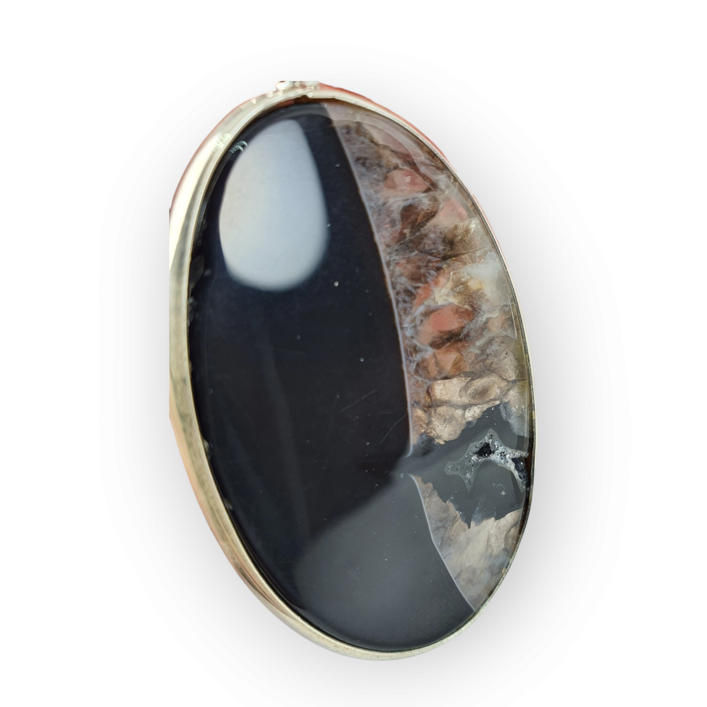 Crystals - Banded Onyx Oval Cabochon Pendant - Sterling Silver