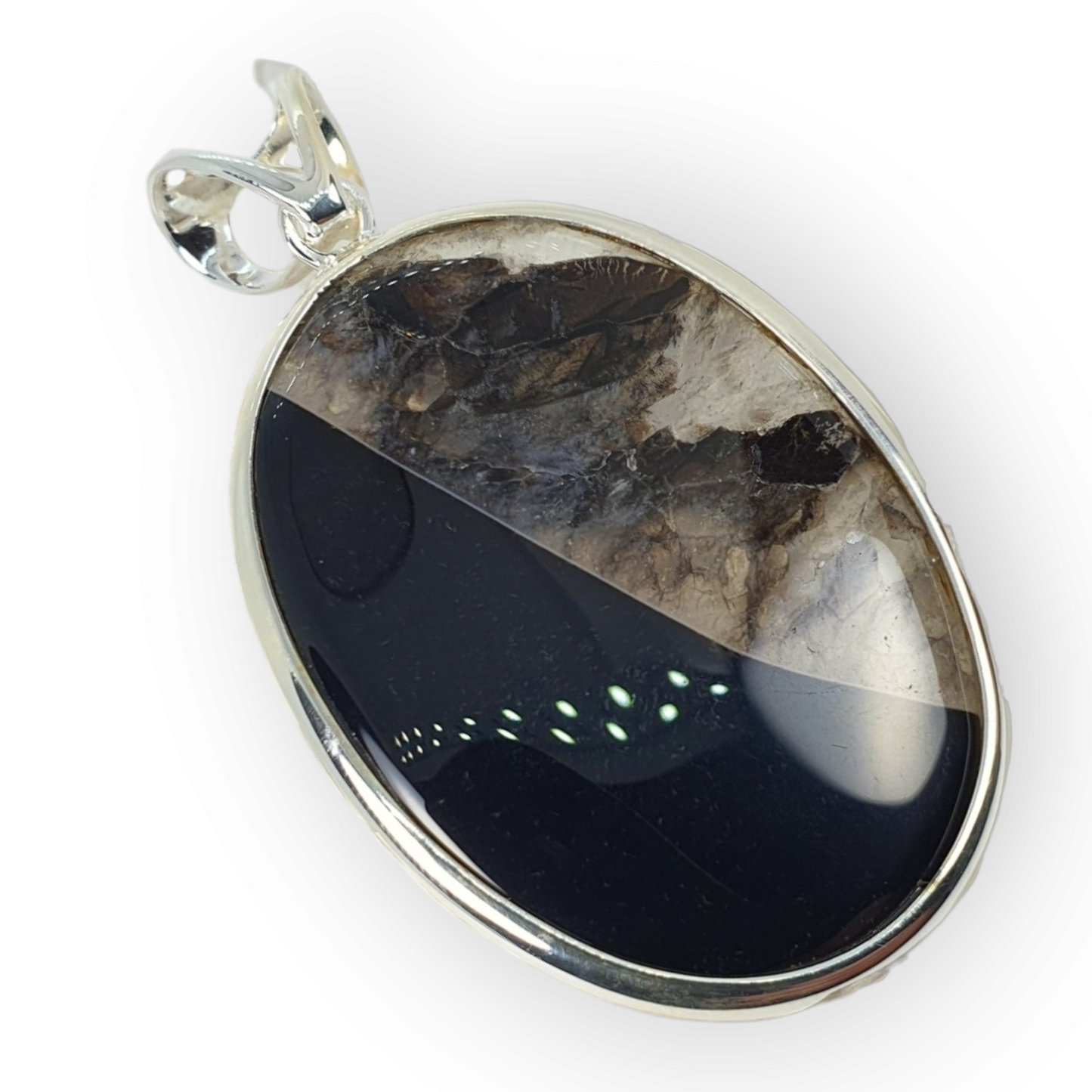 Crystals - Banded Onyx Oval Cabochon Pendant - Sterling Silver