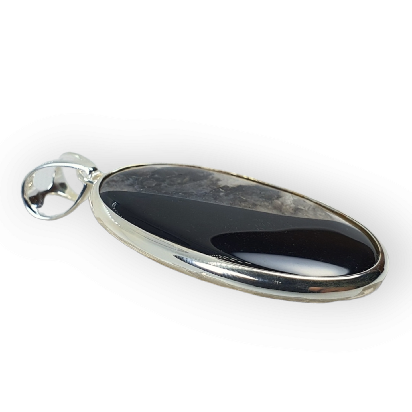 Crystals - Banded Onyx Oval Cabochon Pendant - Sterling Silver