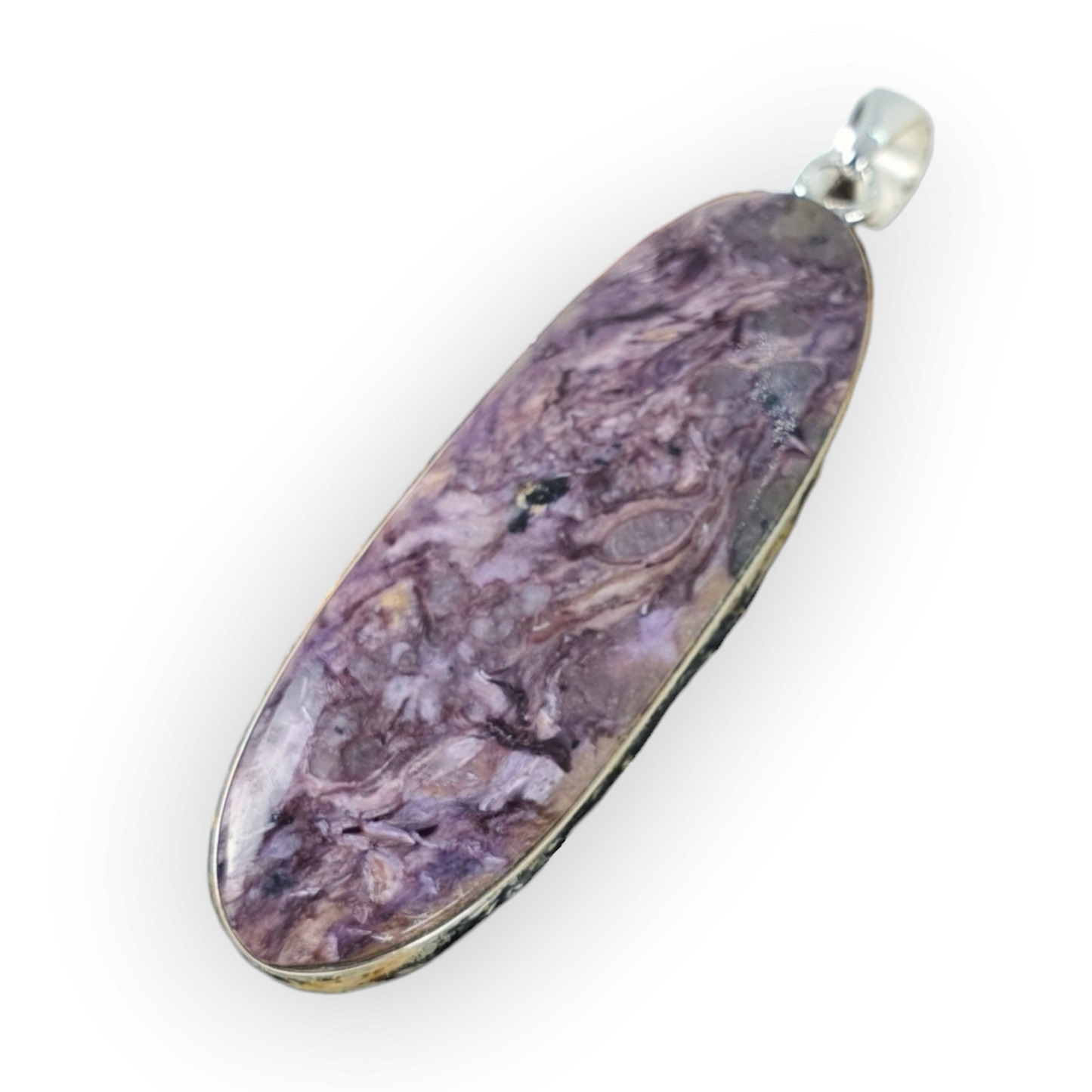 Crystals - Charoite Oval Pendant - Sterling Silver