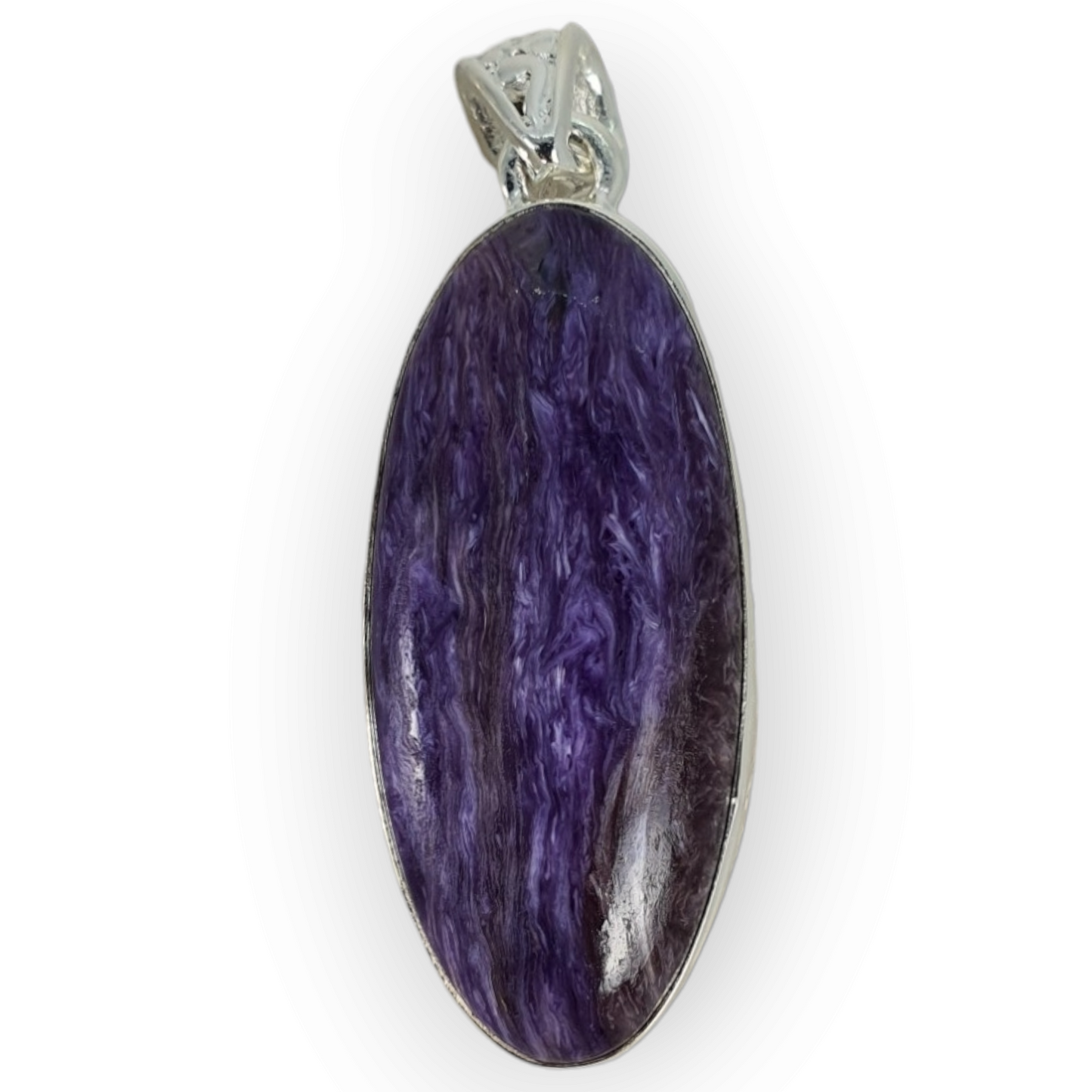 Crystals - Charoite Oval Pendant - Sterling Silver