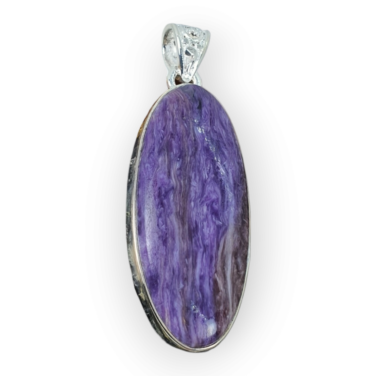 Crystals - Charoite Oval Pendant - Sterling Silver