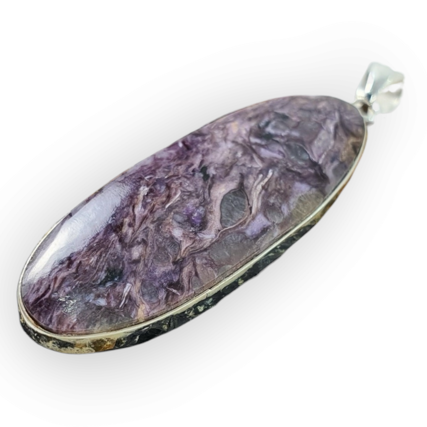 Crystals - Charoite Oval Pendant - Sterling Silver