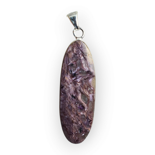 Crystals - Charoite Oval Pendant - Sterling Silver