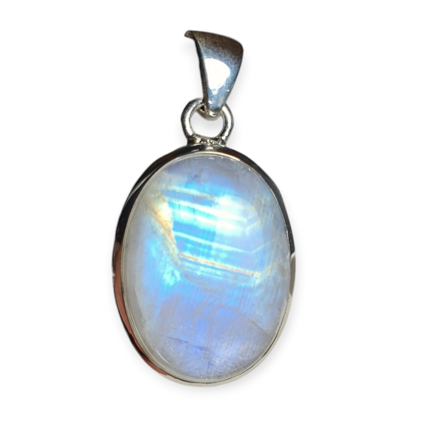 Crystals - Rainbow Moonstone Pendant - Sterling Silver