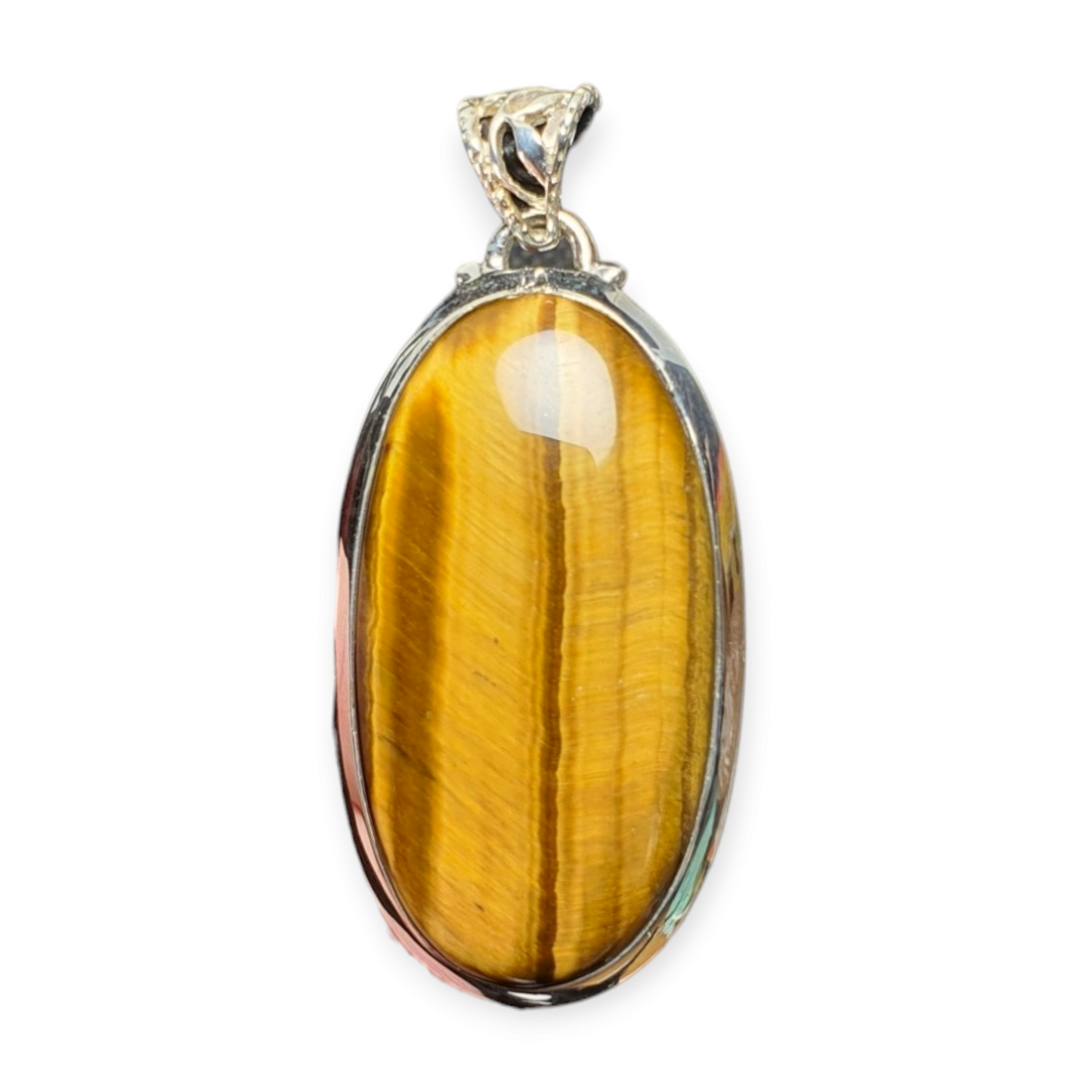 Crystals - Tiger Eye (Gold) Cabochon Pendant - Sterling Silver