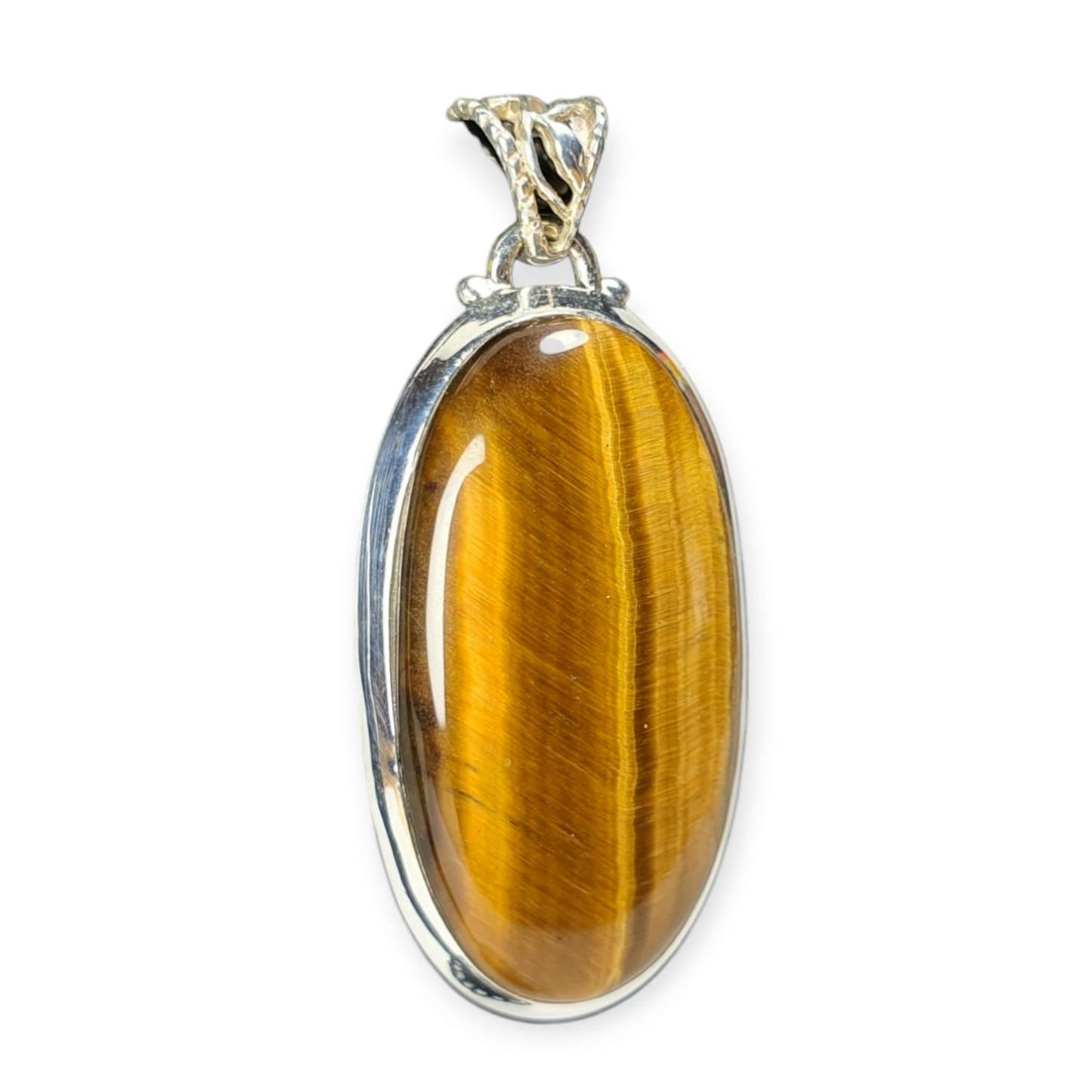 Crystals - Tiger Eye (Gold) Cabochon Pendant - Sterling Silver