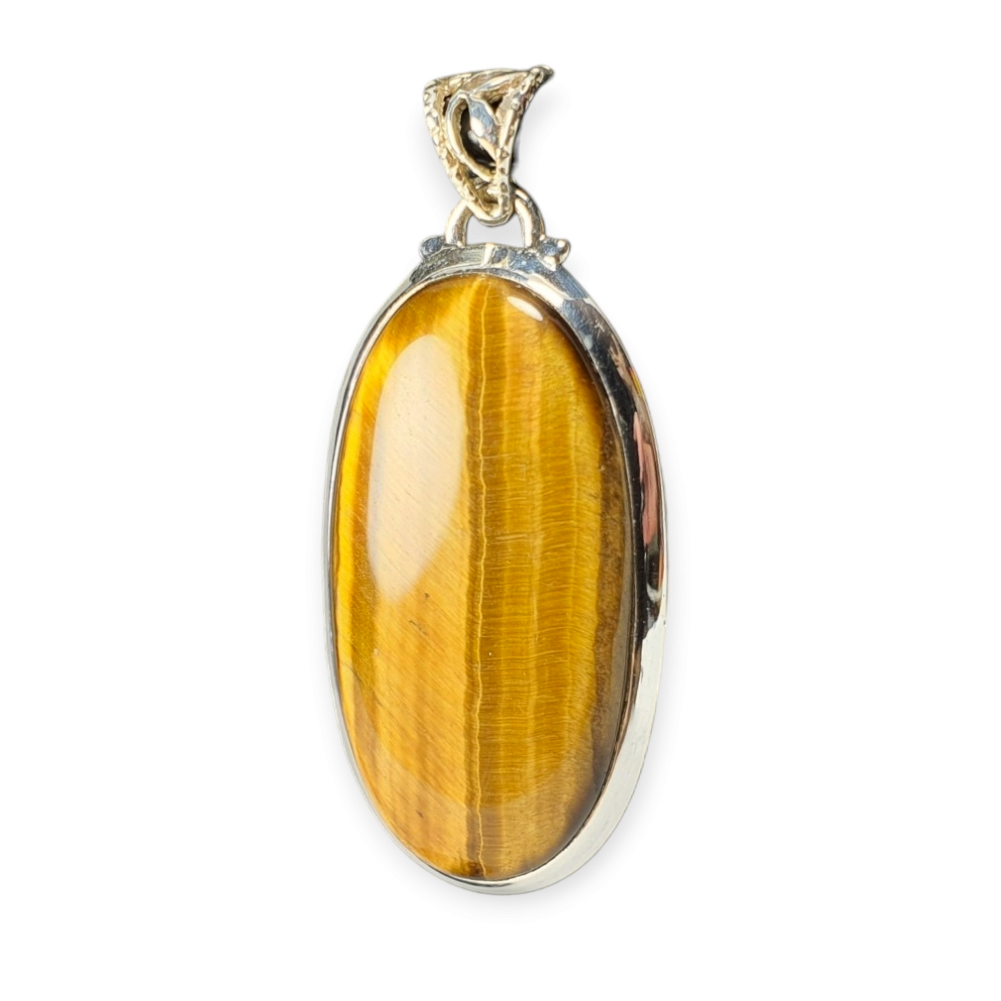 Crystals - Tiger Eye (Gold) Cabochon Pendant - Sterling Silver