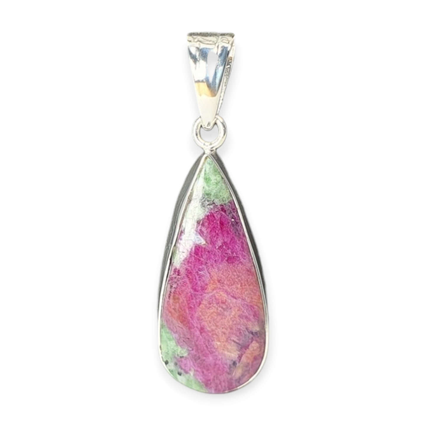 Crystals - Zoisite & Ruby Cabochon Pendant - Sterling Silver