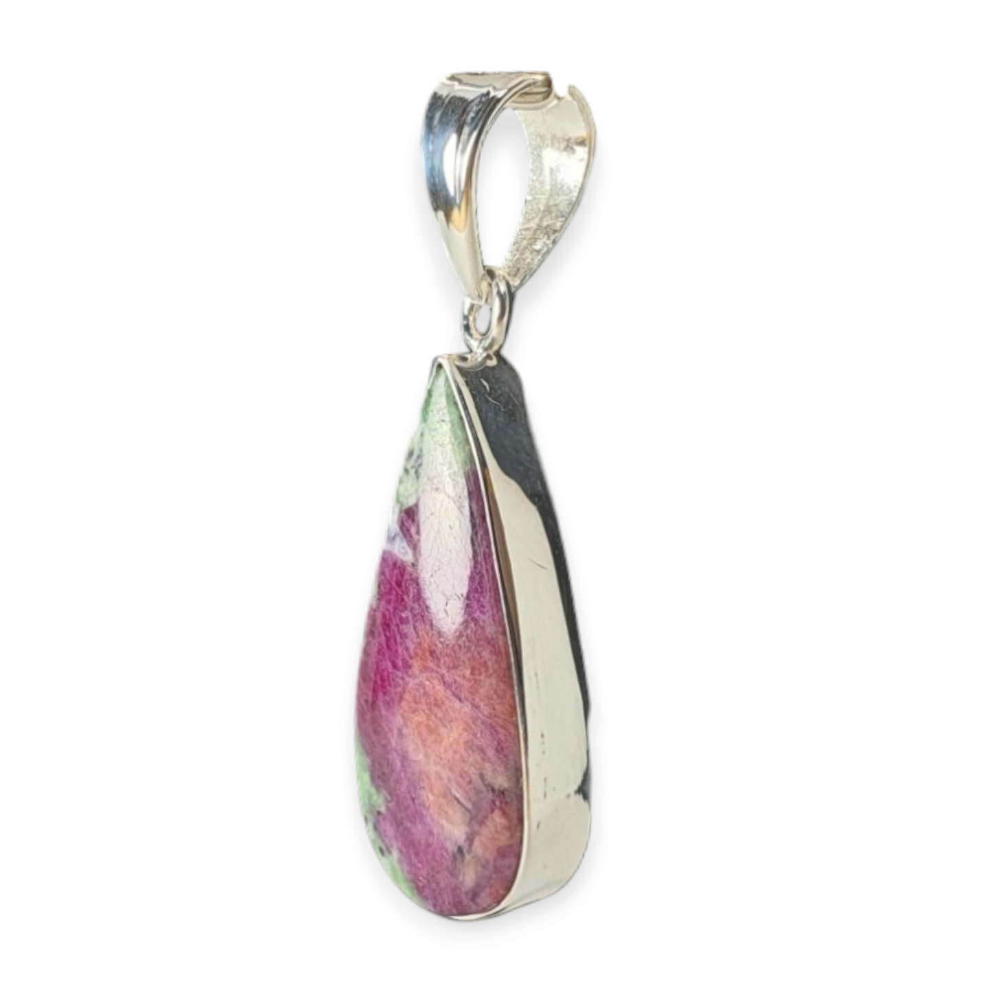 Crystals - Zoisite & Ruby Cabochon Pendant - Sterling Silver