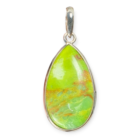 Crystals - Gaspeite Cabochon Pendant - Sterling Silver