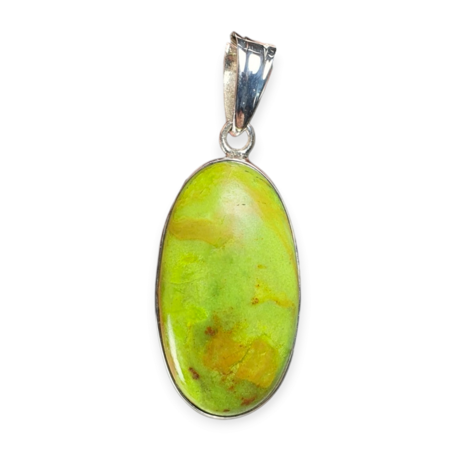 Crystals - Gaspeite Cabochon Pendant - Sterling Silver