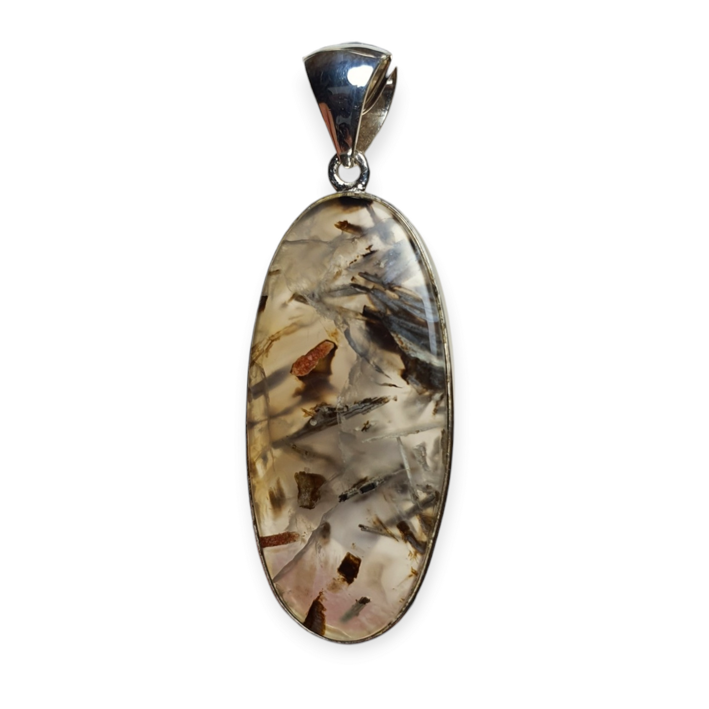 Crystals - Turkish Stick Agate Pendant - Sterling Silver
