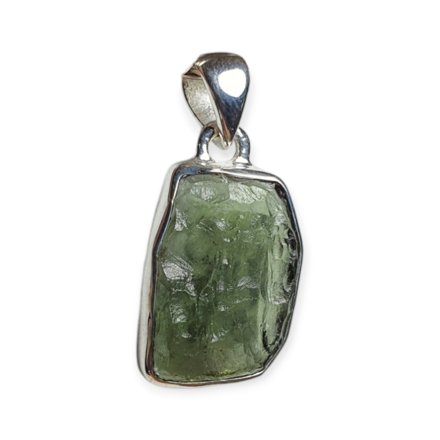 Crystals - Moldavite Pendant - Sterling Silver