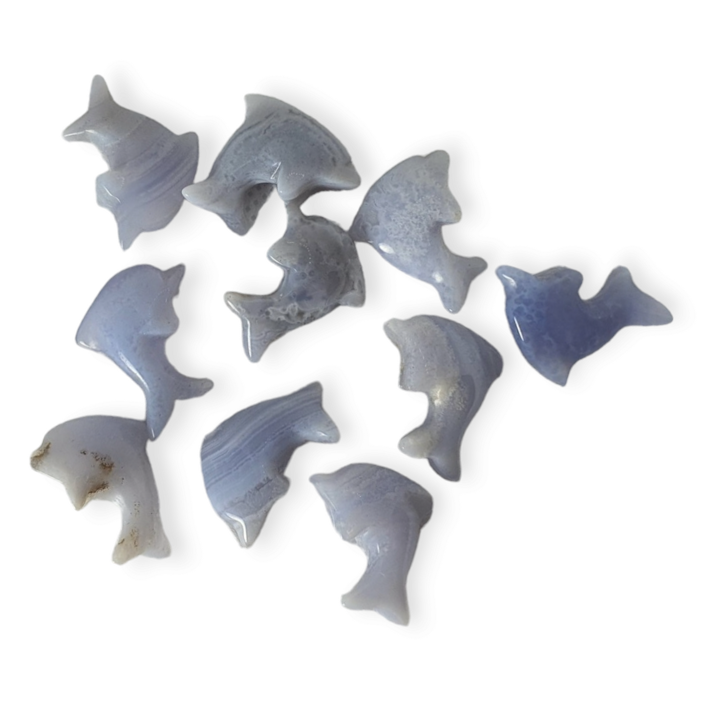 Crystals - Blue Lace Agate Dolphin Carvings