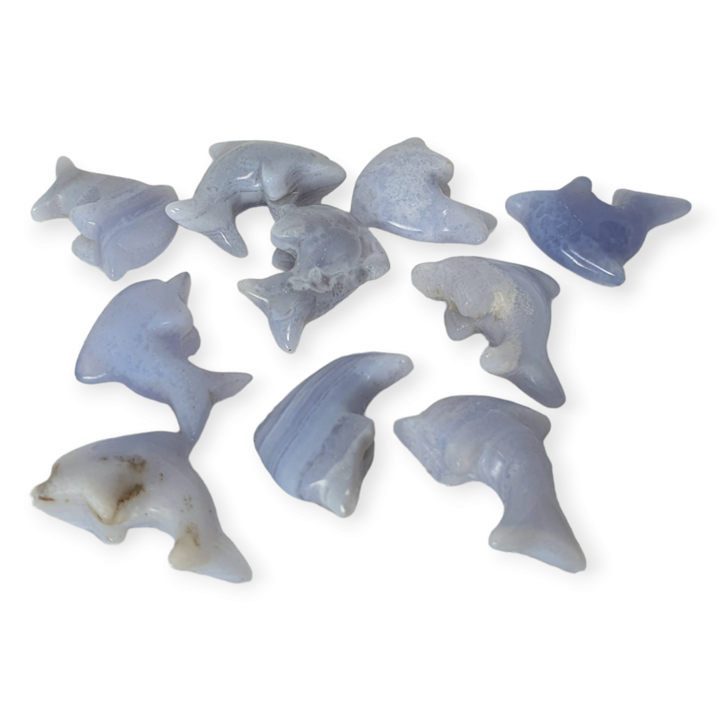 Crystals - Blue Lace Agate Dolphin Carvings