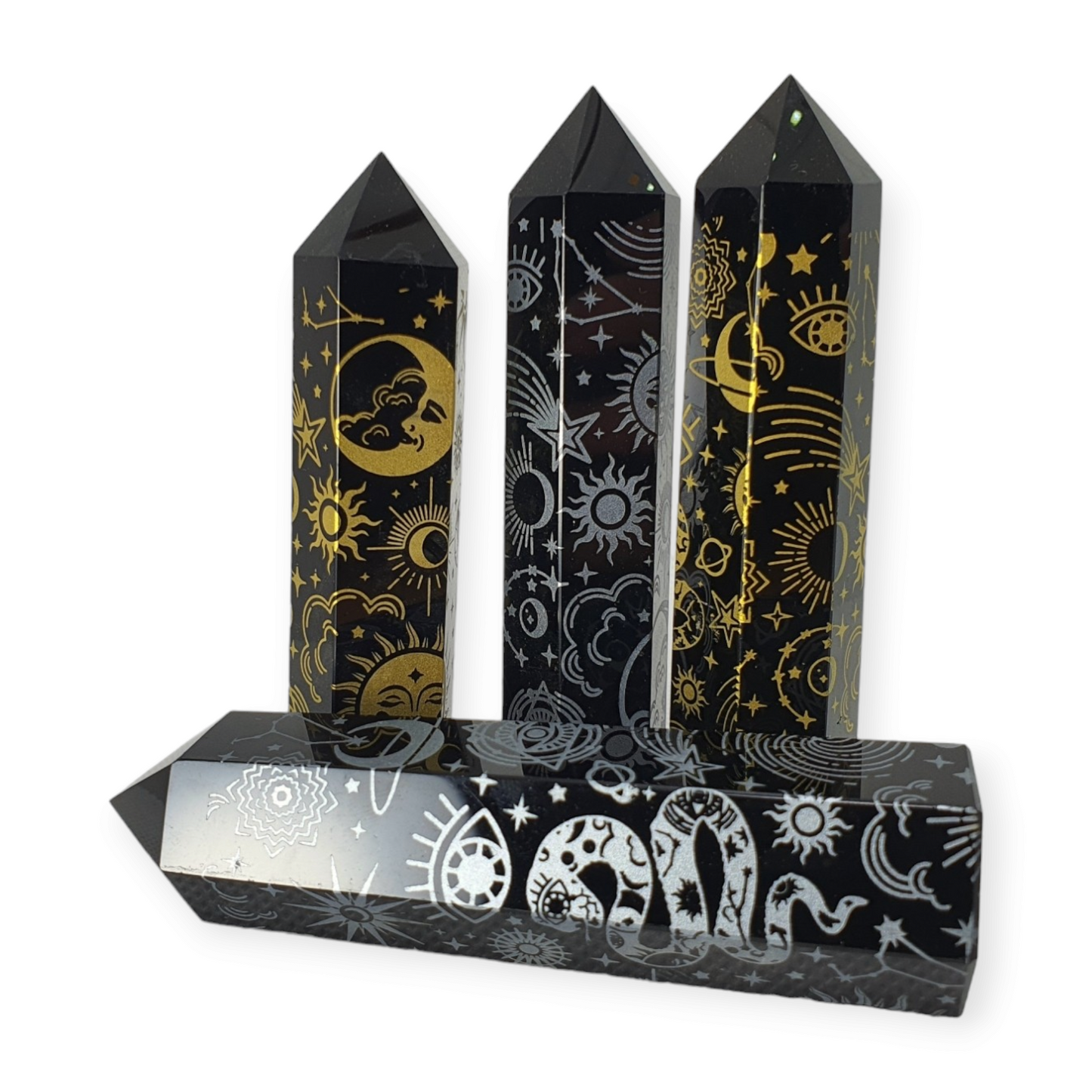 Crystals - Obsidian (Black) Decorated Generators/Points