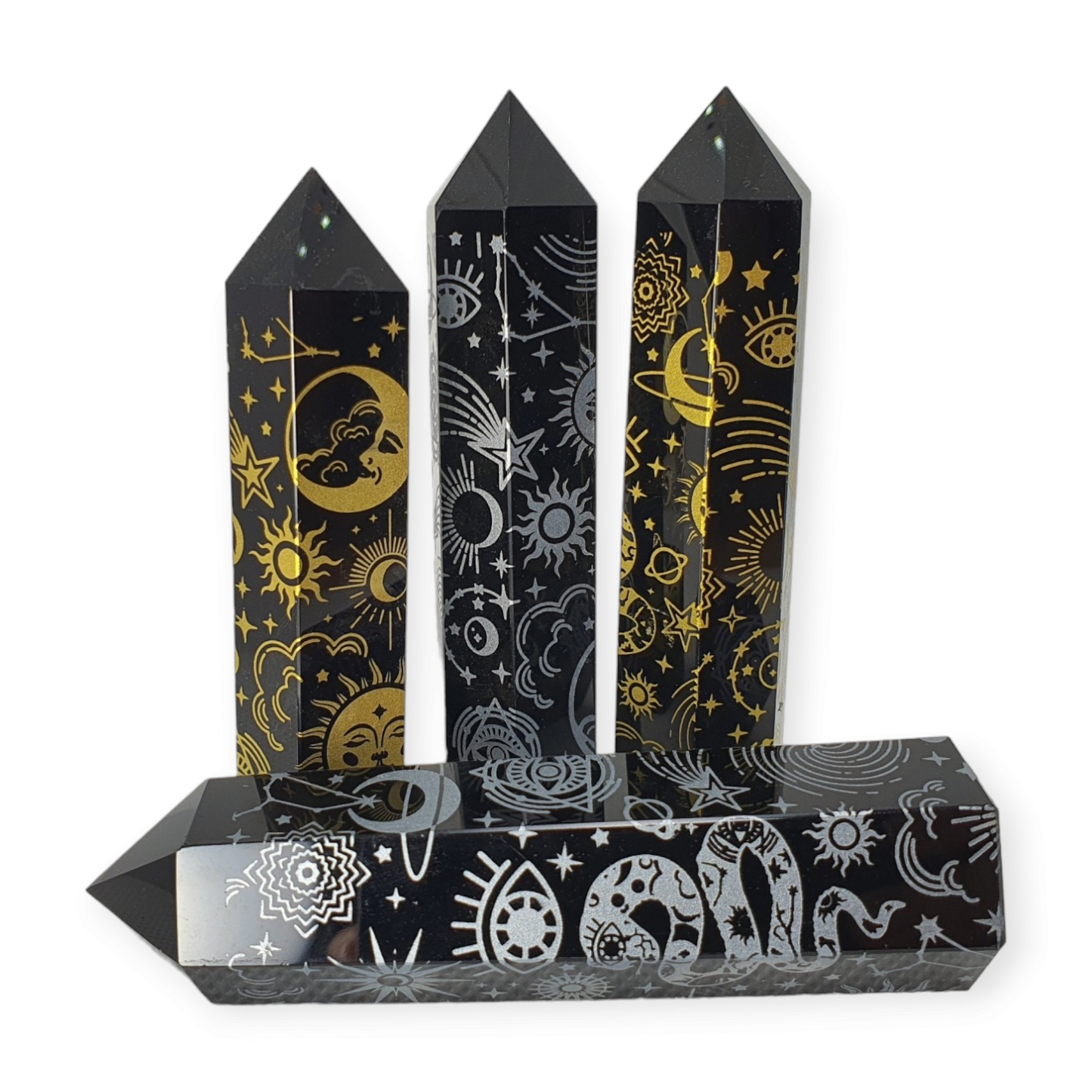 Crystals - Obsidian (Black) Decorated Generators/Points