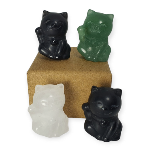 Crystals - Waving Lucky Cat Carvings