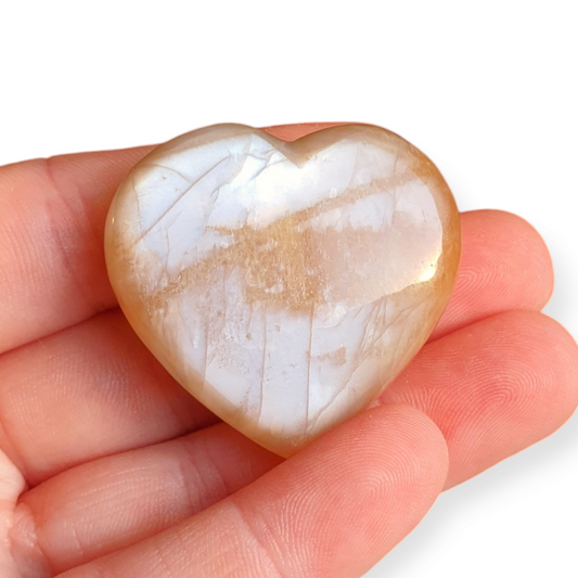 Crystals - Peach Moonstone Polished Heart (Small)