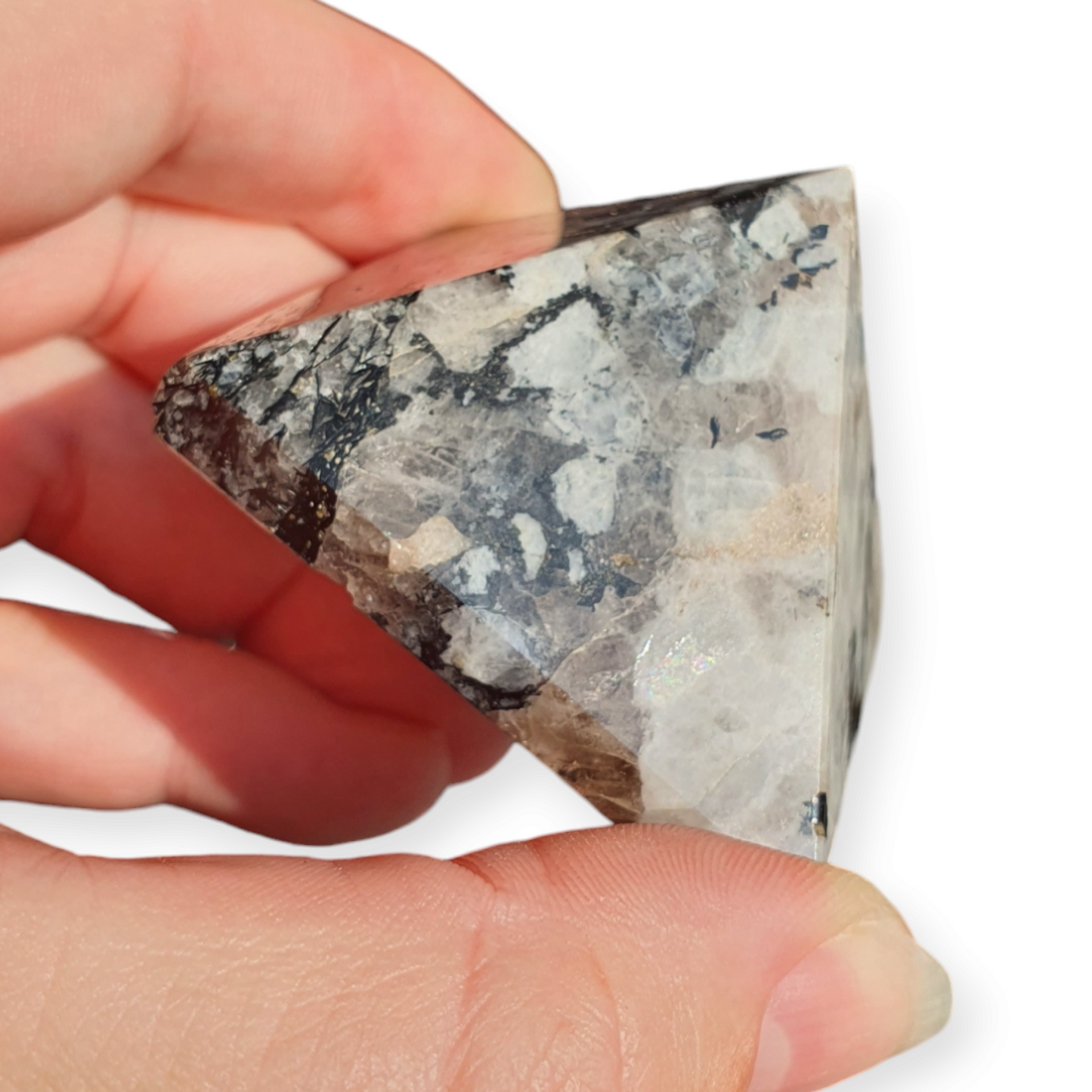 Crystals - Rainbow Moonstone Polished Pyramid